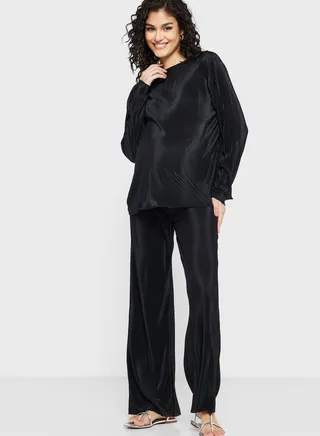 High Waist Plisse Pants