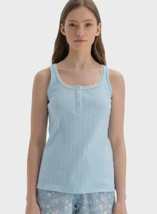 Button Detail Knitted Tank Top