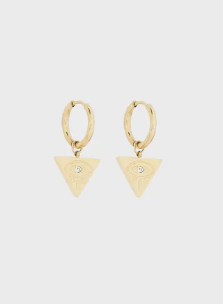 Cleopatra Pyramid Eye Pendant Hoop Earrings