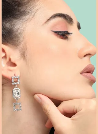 Gold Plated Party Designer Stone Drop Earring For Women