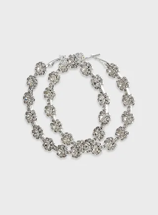 Floral Diamante Hoop Earrings
