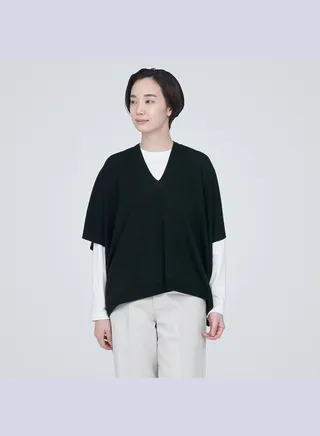 Washable High-Gauge Poncho Sweater