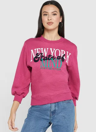 Round Neck Graphic Sweatshirt