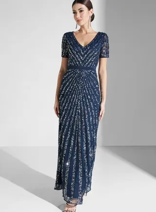 Embellished V-Neck Dress