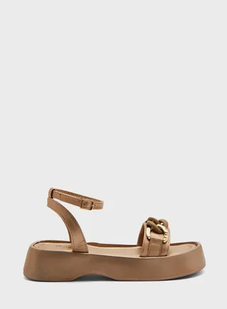 Chunky Chain Slingback Platform Sandals