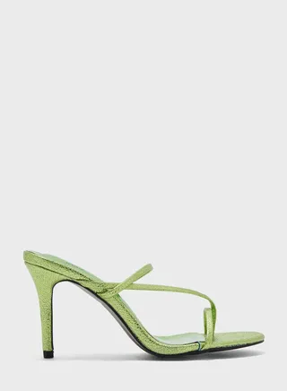 Metallic Round Toe Mule Sandal