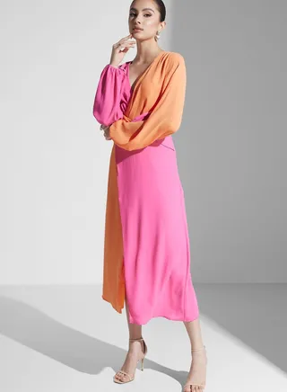 Contrast Open Back Dress