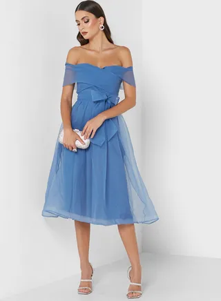 Off Shoulder Tulle Dress