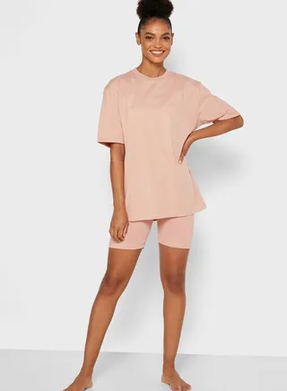 Oversized T-Shirt Cycling Shorts Set