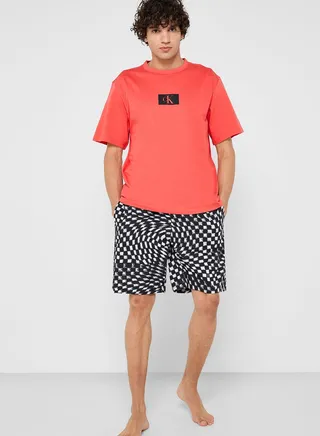 Logo Print Lounge T-Shirt & Short Set