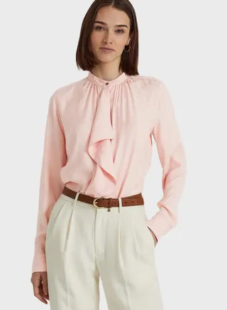 Ruffle Detail Button Down Shirt