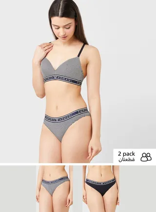 2 Pack Logo Waistband Brief Set