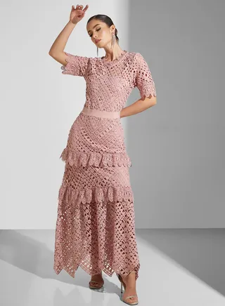 Lace Detail Tiered Dress
