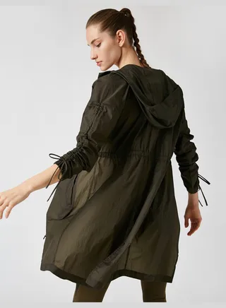 Hooded Drawstring Raincoat