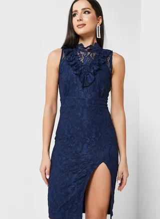 Lace Mini With Front Slit