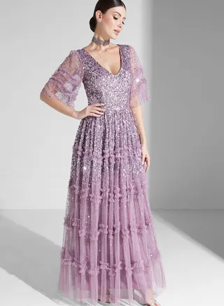 Sequin Plisse Dress