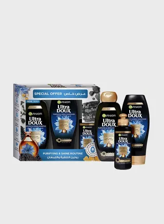 Ultra Doux Purifying & Shine Black Charcoal & Nigella Seed Oil 3 Step Routine