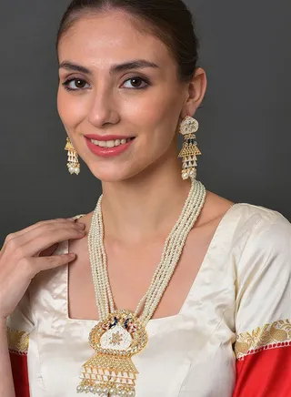 Beaded Meenakari Gold Plated Necklace Set