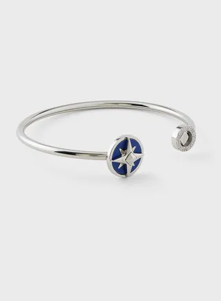Bangle With Lapis Inlay & Crystal