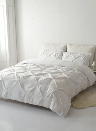 White Patterned King Bedding Set 220X240Cm