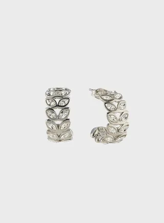 Senelda: Serpentine Crystal Wide Hoop Earrings