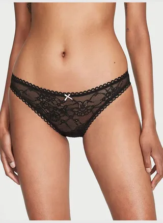 Lace & Mesh Lace-Up Cheekini Panty