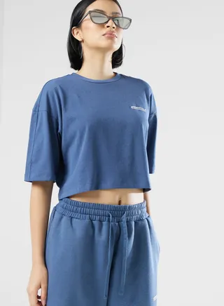 Boxy Space Printed Cropped T-Shirt