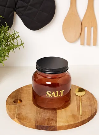 11.5Cm Glass Storage Jar 'Salt' - Vintage Amber Gold