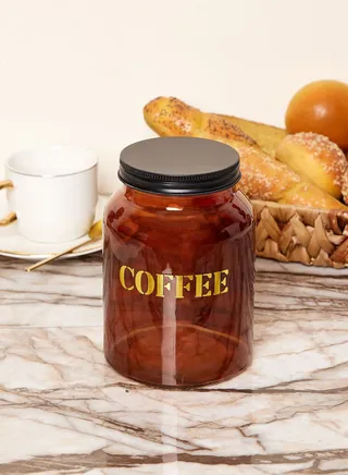 15Cm Glass Storage Jar 'Coffee' - Vintage Amber Gold
