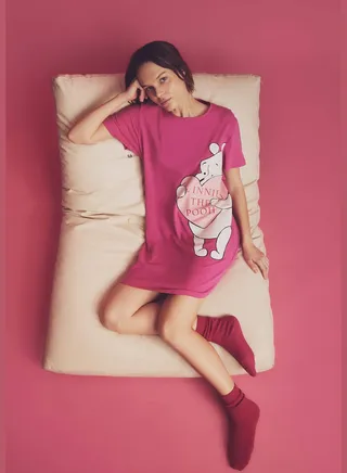 Woman Disney Winnie The Pooh Licenced Short Sleeve Nightgown
