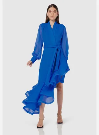 High Neck Ruffle Dress