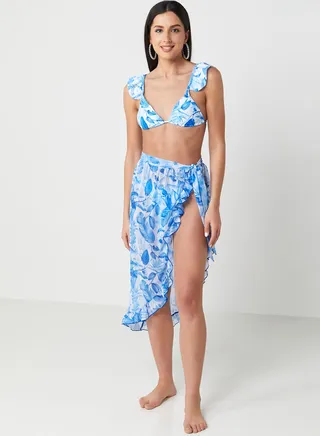 3 Piece Bikini Set With Wrap Overskirt