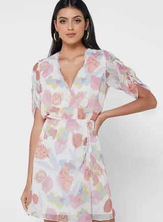 Printed Crew Neck Dress