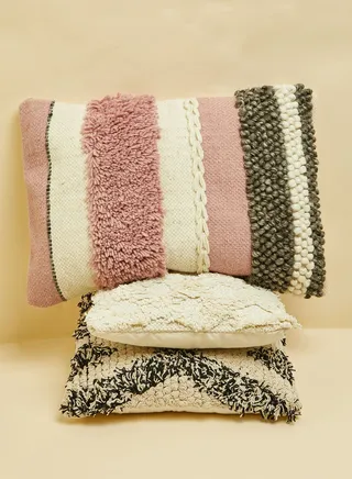Pink & Grey Rectangle Tufted Cushion - 18"X24"