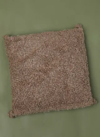 Beige Fleece Pom Pom Cushion With Insert 45X45Cm