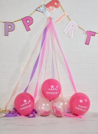 Latex Balloons, 2 Confetti Filled, 3 Printed With Happy Birthday, 12", 5Pk