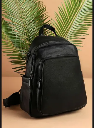 Solid Backpack with Zip Lock