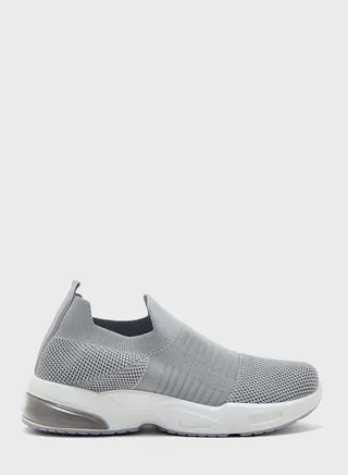 Tonal Striped Knit Slip On Comfort Shoe