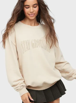 Slogan Crew Neck Sweatshirt
