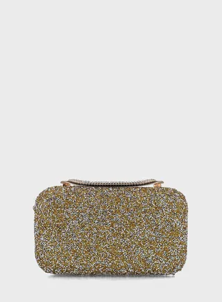 Textured Magnet Lock Clutch Bag