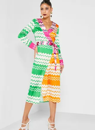 Zig Zag Wrap Dress