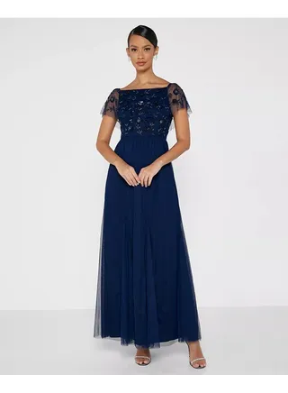 Little Mistress All-Over Tulle Maxi Dress