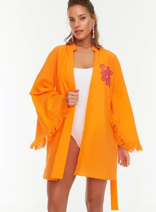 Embroidered Knitted Kimono