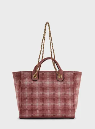 Printed Large Tote Bag With Chain Strap