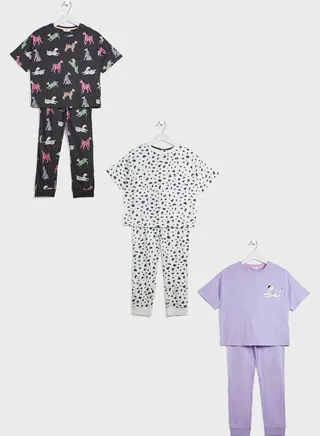 Kids 3 Pack Assorted Pyjama Set