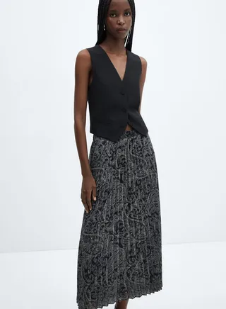 Plisse Printed Skirt