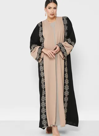 V-Neck Embroidered Abaya