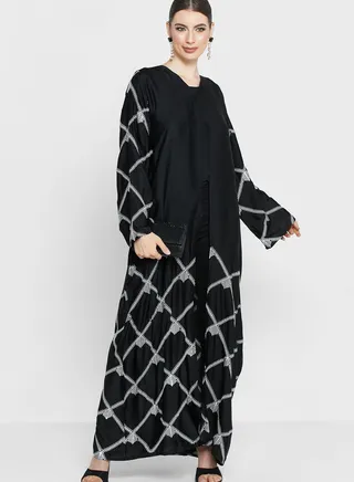 V-Neck Embroidered Abaya