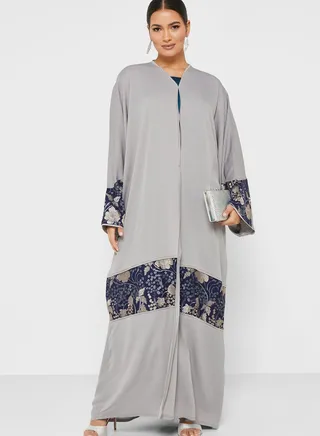 Colored Abaya with Embroidery Detail