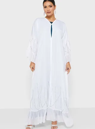 Ruffle Sleeve Embellished Abaya